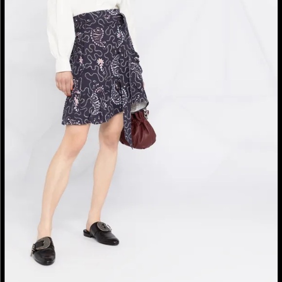 Isabel Marant women’s Liliko wrap skirt size 36 US size 4 purple white - Picture 1 of 9